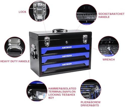 Professional Tool Kit – 489 Pieces with Organizer Case – Complete for Home and Workshop Use