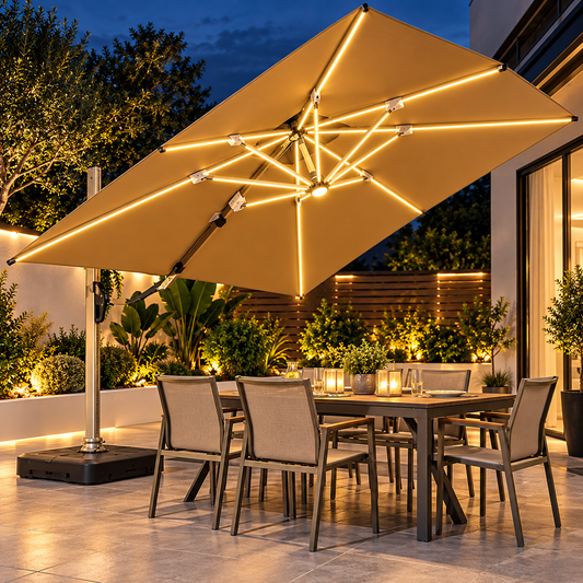 Solar LED Cantilever Patio Umbrella