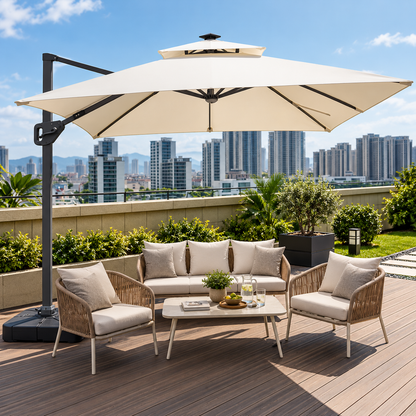 Solar LED Cantilever Patio Umbrella