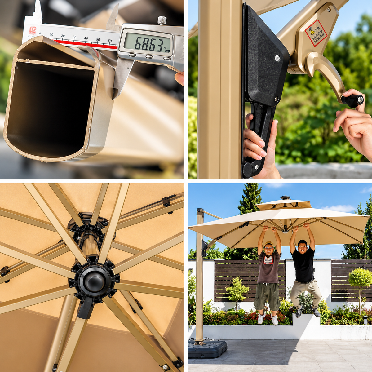 Solar LED Cantilever Patio Umbrella